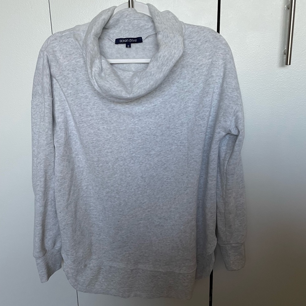 Grey Sweatshirt with Foldover Collar size S